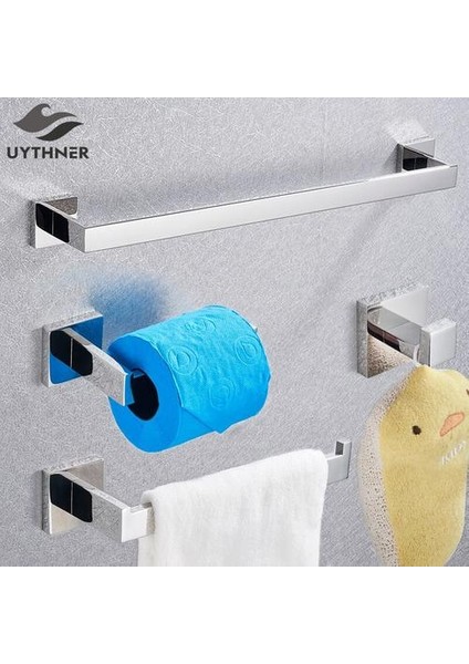 Banyo Donanım Seti Krom Robe Kanca Havlu Demiryolu Bar Raf Bar Raf Doku Kağıt Tutucu Diş Fırçası Tutucu Banyo Aksesuarları | Banyo Donanım Setleri (Yurt Dışından)