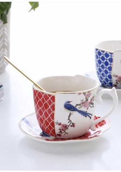 Düzensiz Seramik Espresso Fincan Fırçası Öğleden Sonra Çay Bardağı Yaratıcı Porselen Kahve Fincanı Hediye Ev Malzemeleri Çiçek ve Kuş Bardak | Kahve Fincanı Ve;tabak Setleri (Yurt Dışından)