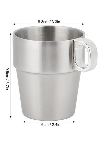 6 Adet / Takım Paslanmaz Çelik Istiflenebilir Su Kahve Fincanı Kupası Tutucu ile Set Standı Tek Kullanımlık Çift Katmanlı Anti Haşlanma Kahve Kupası | Teacups (Yurt Dışından)