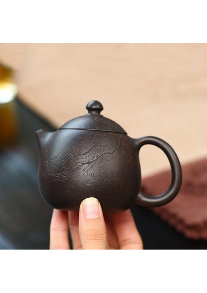 Çin Yixing Ejderha Yumurta Çay Potu Mor Kil Filtre Çaydanlıklar El Yapımı Güzellik Su Isıtıcısı Raw Cevheri Siyah Altın Mor Kum Çay Seti 170ML | Çaydanlıklar (Yurt Dışından)