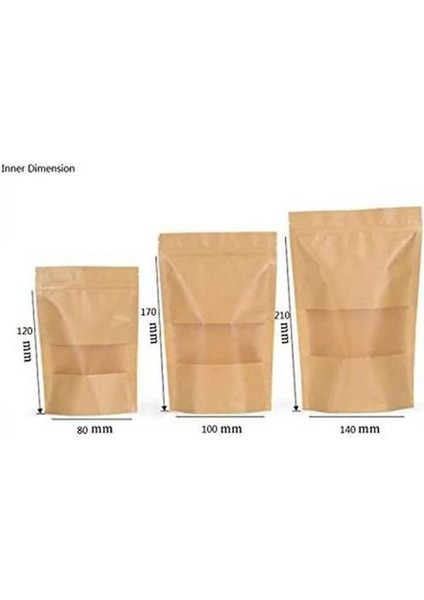 Pencereli 100 Zip Kraft Kağıt Torbalar, Şeker, Hamam, Hediye Için Temiz Pencereli Biyobozunur Ambalaj Çantası (Yurt Dışından)
