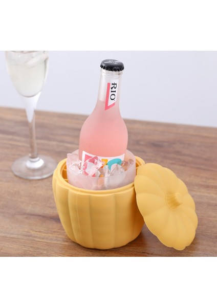 12 cm 3D Taşınabilir Silikon Kabak Şekli Buz Kova Kalıp Kapaklı Uzay Tasarruflu Küp Maker Araçları Mutfak Parti Barware Dropshipping | Dondurma Küvetleri (Balkabağı Sarı) (Yurt Dışından)