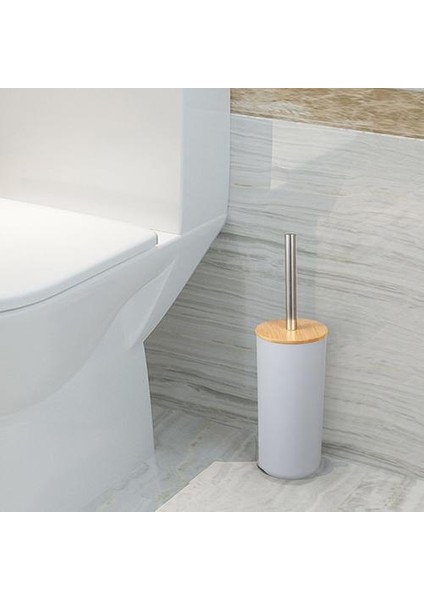 Banyo Aksesuarları Set 6 Parça Bambu Oda Seti Diş Fırçası Tutucu Sabun Dağıtıcı Tuvalet Fırçası Çöp Kutusu Banyo Temel Seti | Banyo Donanım Setleri (Gri) (Yurt Dışından)