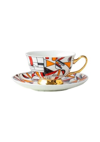 Kahve Fincanı ve Tabağı Ingiliz Öğleden Sonra Çay Bardağı Çanak Seti Mozaik Geometrik Desen Moda Espresso Latte Bardak | Kahve Fincanı ve Amp;tabak Setleri (Yurt Dışından)