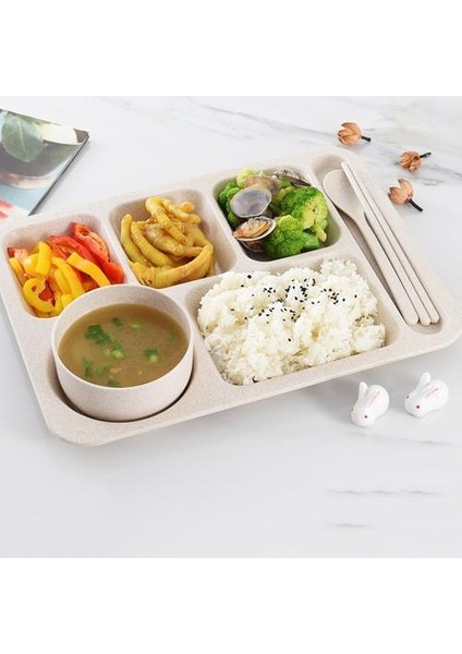 Yemeği Tabağı Buğday Saman Fast Food Plaka Bölünmüş Izgara Öğrenci Yetişkin Kantin Plakası Çatal Bıçak Takımı ile Kalınlaşmış | Bulaşıklar (Yurt Dışından) fiyatları