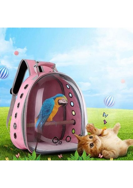 Papağan Pet Sırt Çantası Açık Seyahat Oxford Bez Şeffaf Kuş Kafesi Taşınabilir Taşıma Rahat Papağan Kafes Kuş Çantası Evi | Kuş Kafesleri ve Amp;yuvalar (Pembe) (Yurt Dışından) fırsatları