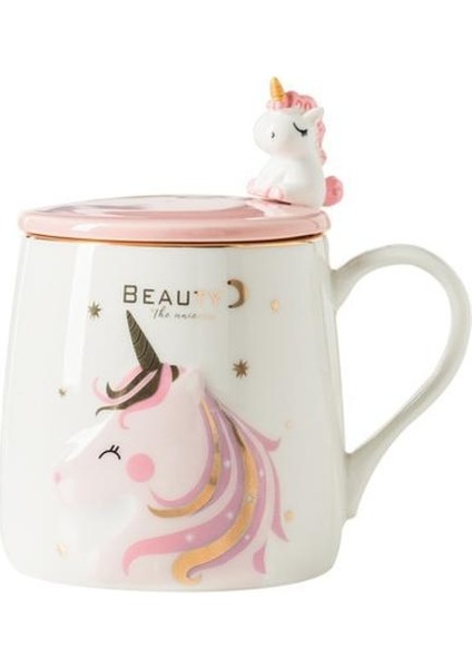 Unicorn Kahve Kupa Sevimli Seramik Karikatür Kupa Yenilik Baskı Porselen Karıştırma Kupa 3D Unicorn Kapak Hayvan Kupa Kız Hediyeler Için | Kupalar (Beyaz) (Yurt Dışından)