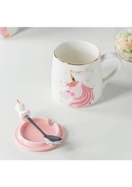 Unicorn Kahve Kupa Sevimli Seramik Karikatür Kupa Yenilik Baskı Porselen Karıştırma Kupa 3D Unicorn Kapak Hayvan Kupa Kız Hediyeler Için | Kupalar (Beyaz) (Yurt Dışından)
