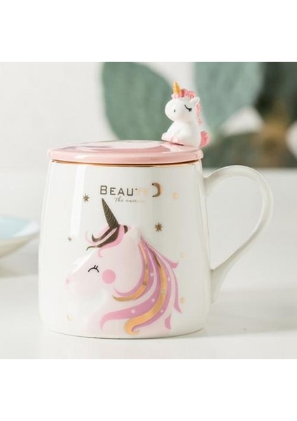 Unicorn Kahve Kupa Sevimli Seramik Karikatür Kupa Yenilik Baskı Porselen Karıştırma Kupa 3D Unicorn Kapak Hayvan Kupa Kız Hediyeler Için | Kupalar (Beyaz) (Yurt Dışından)