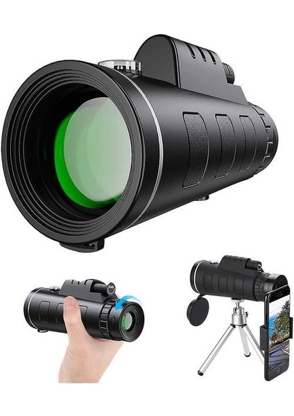 Monoküler Teleskop, Hd 40X60 Monoküler Su Geçirmez Monoküler Teleskoplar Smartphone ile Sis Geçirmez Kuş Gözlemciliği, Avcılık, Yürüyüş Gezi, Konser Top Oyunu, (Siyah) (Yurt Dışından)