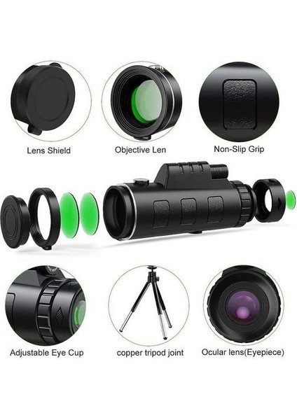 Monoküler Teleskop, Hd 40X60 Monoküler Su Geçirmez Monoküler Teleskoplar Smartphone ile Sis Geçirmez Kuş Gözlemciliği, Avcılık, Yürüyüş Gezi, Konser Top Oyunu, (Siyah) (Yurt Dışından) fiyatları