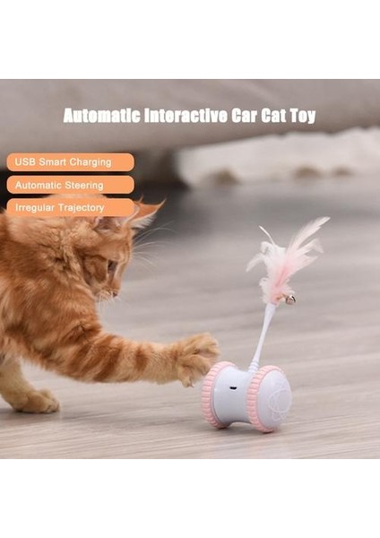 Kedi Tekerlek Oyuncak Gatos Oyuncaklar Juguetes Para Jouet Sohbet Pet Interactive Kitten Pour Oyunu Elektrikli LED Tüy Sopa Düzensiz Dönen | Kedi Oyuncakları (Sarı) (Yurt Dışından)