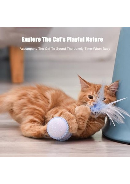 Kedi Tekerlek Oyuncak Gatos Oyuncaklar Juguetes Para Jouet Sohbet Pet Interactive Kitten Pour Oyunu Elektrikli LED Tüy Sopa Düzensiz Dönen | Kedi Oyuncakları (Sarı) (Yurt Dışından)