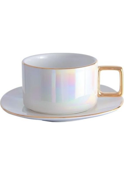 Altın Kahve Fincanı Set Porselen Mate Fincan Latte Öğleden Sonra Çay Kabarcık Çay Kupası Kaffeetasse Kahve Fincanı Seramik | Teacup & Amp;tabak Setleri (Yurt Dışından)