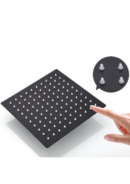 8 Inç Siyah Paslanmaz Çelik 2mm Ultra Ince Yağmur Duş Başlığı Duvar ve Tavan Kare Yağmur Duş Başlığı Için | Duş Başlıkları (Yurt Dışından)