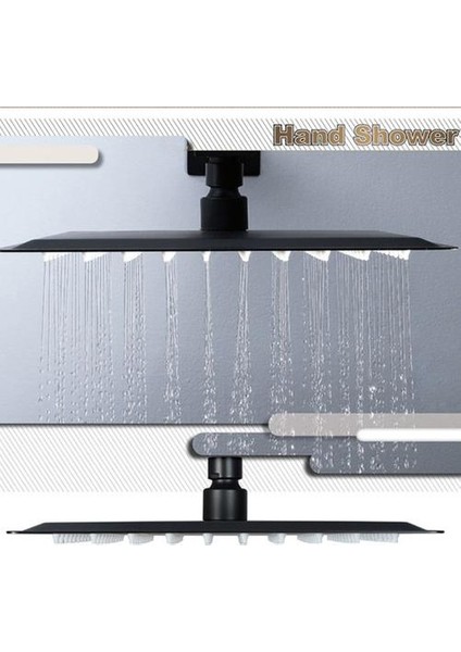 8 Inç Siyah Paslanmaz Çelik 2mm Ultra Ince Yağmur Duş Başlığı Duvar ve Tavan Kare Yağmur Duş Başlığı Için | Duş Başlıkları (Yurt Dışından) fırsatları