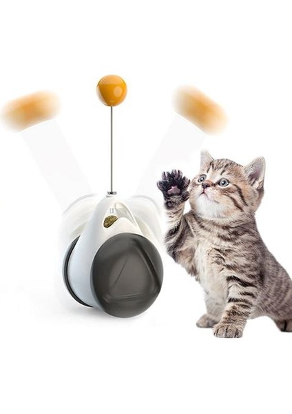 Komik Kedi Oyuncak Catnip Teaser Değnek ile Interaktif Düzensiz Dönen Pet Kedi Topu Oyuncak Öz Denge Tumbler Kitten Oyun Eğitimi | Kedi Oyuncakları (Yurt Dışından)
