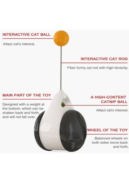 Komik Kedi Oyuncak Catnip Teaser Değnek ile Interaktif Düzensiz Dönen Pet Kedi Topu Oyuncak Öz Denge Tumbler Kitten Oyun Eğitimi | Kedi Oyuncakları (Yurt Dışından)