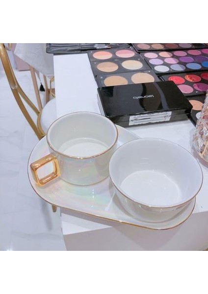 Altın Kahve Fincanı Set Porselen Mate Fincan Latte Öğleden Sonra Çay Kabarcık Çay Kupası Kaffeetasse Kahve Fincanı Seramik | Teacup & Amp;tabak Setleri (Yurt Dışından)
