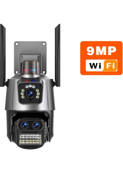 9mp Wıfı Gözetleme Kamerası Dış Mekan 8x Zoom 3 Lensli Çift Ekranlı Güvenlik Kamerası Otomatik Izleme