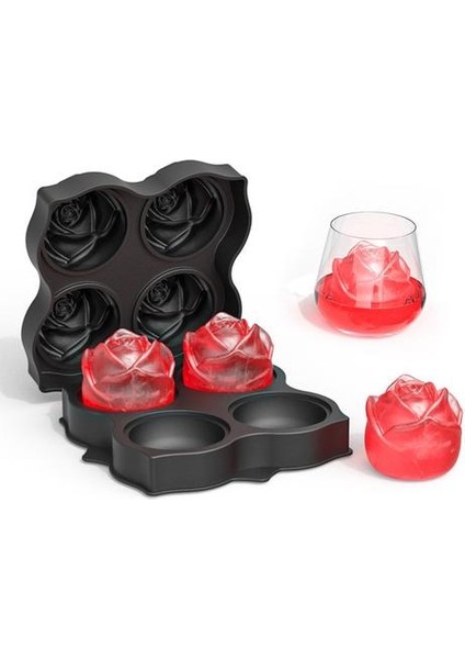 3D Gül Şekli Buz Küpü Tepsi Kullanımlık Silikon Buz Küp Kalıp Makinesi Formu Viski Kokteyl Mutfak Parti Bar Aracı Için Buz Kalıp Için | Dondurma Makineleri (Yurt Dışından)
