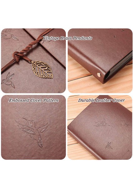 Fotoğraf Albümü Vintage Deri Karalama Defteri Düğün Konuk Dıy Anılar Kitap Doldurulabilir Siyah Sayfalar Doğum Günü Hediyesi Yıldönümü Mevcut Fotoğraf Albümleri (Brown) (Yurt Dışından) modelleri