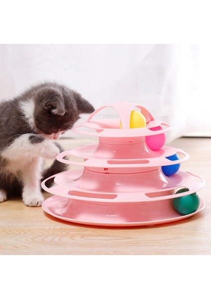 Pet Katı 3 Seviye Kule Turntable Oyuncaklar Kitty's Avcılık Kovalma Egzersiz Interaktif Top Oyuncaklar Istihbarat Eğitim Pistleri Disk | Kedi Oyuncakları (Yurt Dışından) modelleri