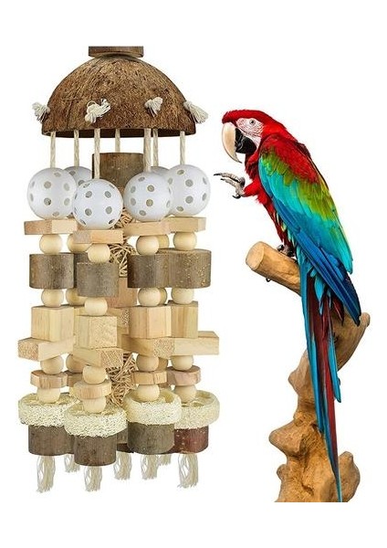 Büyük Kuş Papağan Oyuncak Kafes Doğal Ahşap Bloklar Kuş Çiğneme Oyuncak Papağan Kafes Bite Oyuncak Macaws Cockatoos Papağan Kuş Accessoires | Kuş Oyuncakları (Yurt Dışından)