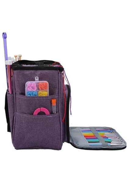 Örgü Çanta Taşınabilir Oxford Büyük Kapasiteli Çok Fonksiyonlu Iplik Tote Yün Tığ Depolama Çantası Dıy Ev Organizatör | Dıy Giyim ve Amp;iğne Depolama (Mor) (Yurt Dışından) modelleri