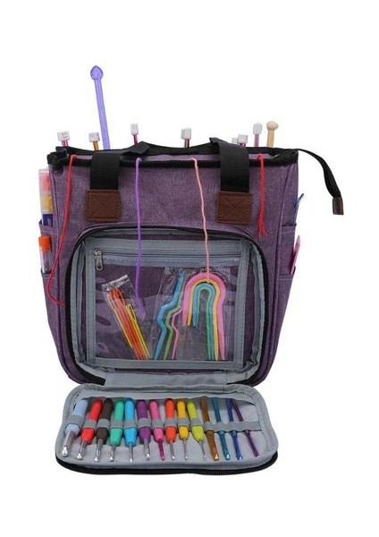 Örgü Çanta Taşınabilir Oxford Büyük Kapasiteli Çok Fonksiyonlu Iplik Tote Yün Tığ Depolama Çantası Dıy Ev Organizatör | Dıy Giyim ve Amp;iğne Depolama (Mor) (Yurt Dışından) fırsatları