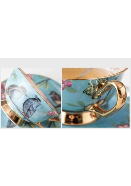 Avrupa Tarzı Küçük Lüks Bardak ve Tabağı Set Seramik Küçük Zarif Kırmızı Çay Bardağı Retro Ingilizce Çay Fincanı Çay Seti (Yurt Dışından)