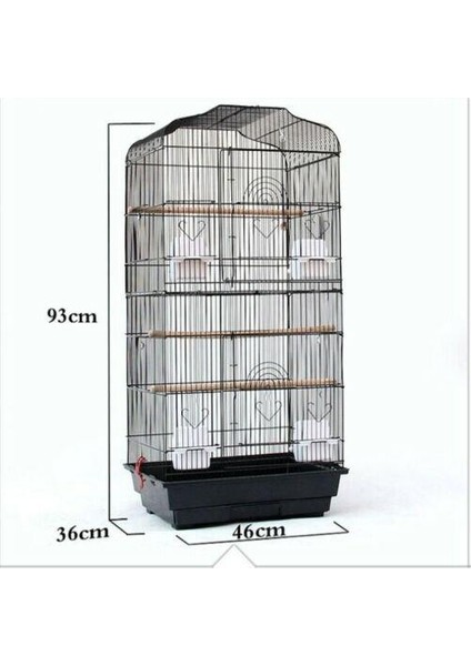 (Siyah) 37 "çatı Katlı Metal Büyük Kuş Papağan Kafesi Canary Budgie Cockatiel 2 Renkte (Yurt Dışından)