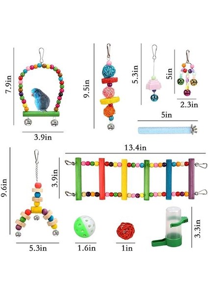14 Adet Kuş Oyuncak Seti Salıncak Çiğnemek Eğitim Oyuncak Küçük Papağan Asılı Hamak Papağan Kafesi Çan Tüneli Merdiven Pet Besleme Oyuncak | Kuş Oyuncakları (Yurt Dışından)
