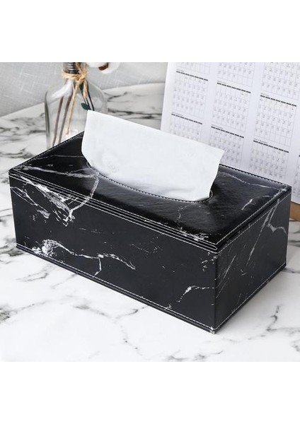 Modern Mermer Dikdörtgen Faux Deri Doku Kutusu Peçete Tuvalet Kağıdı Tutucu Kılıf Dispenseri Ev Dekorasyon | Deri Doku Kutusu | Kutu Napkins Pu Deri Doku Kutusu (Yurt Dışından)