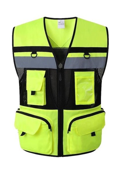 L Yüksek Görünürlük Yardımcı Programı Güvenlik Yelek Nefes Çalışma Jilet Hi Vis Sarı Yansıtıcı Yelek Iş Giyim Yaz Yelek Ceket | Güvenlik Giyim (Yurt Dışından)