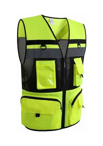 L Yüksek Görünürlük Yardımcı Programı Güvenlik Yelek Nefes Çalışma Jilet Hi Vis Sarı Yansıtıcı Yelek Iş Giyim Yaz Yelek Ceket | Güvenlik Giyim (Yurt Dışından)