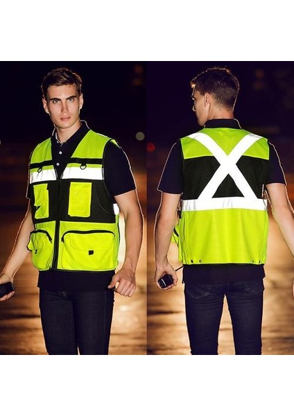 L Yüksek Görünürlük Yardımcı Programı Güvenlik Yelek Nefes Çalışma Jilet Hi Vis Sarı Yansıtıcı Yelek Iş Giyim Yaz Yelek Ceket | Güvenlik Giyim (Yurt Dışından)