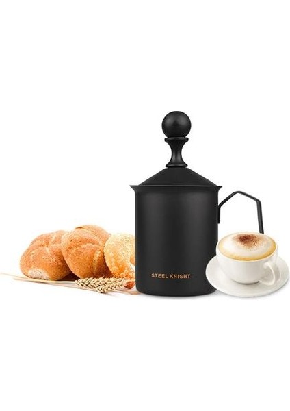 Manuel Süt Frother Süt Kremi El Pompası Frother Cappuccino Latte Kahve Köpük Sürahi (400ML) | Sütlüler (Yurt Dışından)