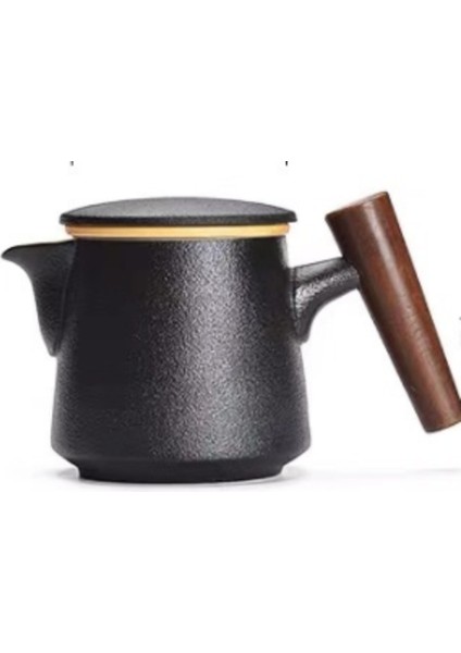 Ning Yu Ahşap Saplı Siyah Çömlek Kupa Taşınabilir Seyahat Çay Seti Hızlı Kupası Iki Bardak Tenceresi Sipariş Edilebilir Logo | Teaware Setleri (Yurt Dışından)