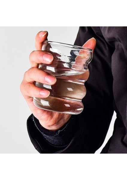Yaratıcı Dalga Şekli Isıya Dayanıklı Cam Bardak Su Şişesi Bira Drinkware Çay Kupa Kahve Suyu Süt Çay Ev Cafe Drinkware Hediye | Bira Steins (Şeffaf) (Yurt Dışından)