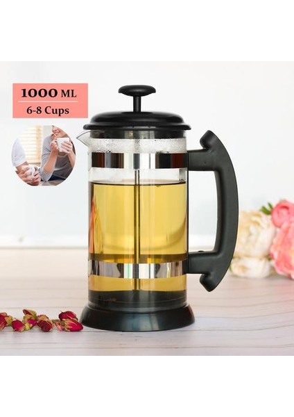 Fransız Basın Kahve / Çay Brewer Cezve Kahve Makinesi Su Isıtıcısı 1000 ml Paslanmaz Çelik Cam Termos Barista Araçları Coffee Carafe | Kahve Kapları (Yurt Dışından)