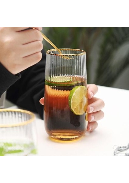 1 Adet 500 ml Japon Altın Silm Dikey Tahıl Cam Bardak Isıya Dayanıklı Ev Cofffe Süt Suyu Bar Drinkware Için Basit Bardaklar | Eski Moda Cam (Yurt Dışından)