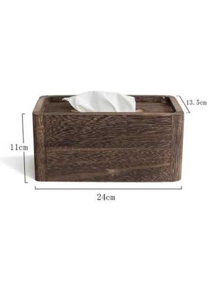 Basit Katı Ahşap Doku Kutusu Rulo Kağıt Tepsi Ev Otel Napkin Tepsisi Retro Yanmış Ahşap Kağıt Kutusu | Doku Kutuları (Yurt Dışından)
