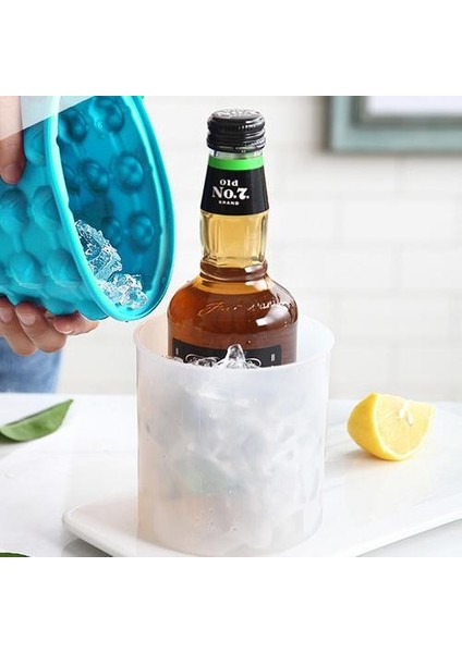 1000ML Silikon Buz Küpü Maker ile Kapak Buz Kova Buz Kalıp Uzay Tasarrufu Şampanya Şarap Bira Kova Mutfak Parti Barware | Dondurma Makineleri (Yeşil) (Yurt Dışından)