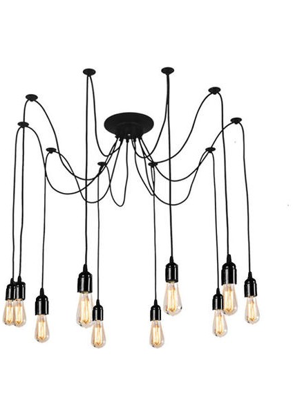 10 Lights Spider Shape Pendant Light, E27 Multi Bulb Vintage Pendant Light For Restaurant, Bar, Living Room (Yurt Dışından)