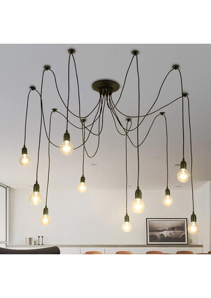 10 Lights Spider Shape Pendant Light, E27 Multi Bulb Vintage Pendant Light For Restaurant, Bar, Living Room (Yurt Dışından)