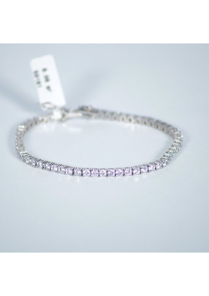 Pırlanta Montürlü Su Yolu Gümüş Bileklik NUR-BL01097