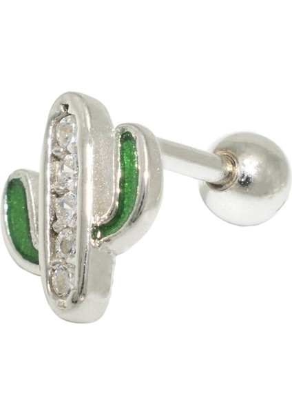 Kaktüs Tragus Gümüş Küpe NUR-KP02032