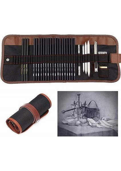 30 Adet Çizim Kroki Seti Kömür Kalem Silgi Art Craft Boyama Eskiz Seti Sanatçı Kalemler Silgi Çizim Malzemeleri | Standart Kalemler (Yurt Dışından) fırsatları