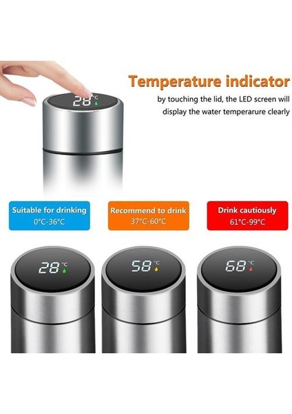 Akıllı Paslanmaz Çelik Termos Şişe Sıcaklık Ekran Vakum Şişeler Taşınabilir Seyahat Kahve Çay Thermos Термос 500ML | Vakumlu Şişeler ve Amp;termoslar (Yurt Dışından)